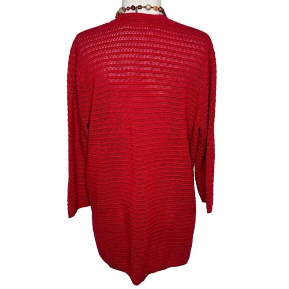 Chico's Travelers Collection Cardigan 3 Red Textured Open Front 3/4 Sleeve‎ XL - Picture 3 of 6